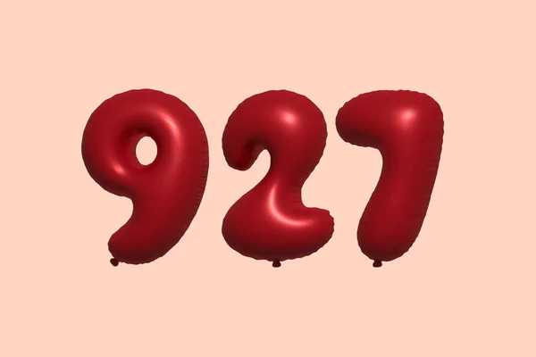 Ballon Numérotation 927 Ballon Air Métallique Réaliste Rendu Red Ballons — Image vectorielle
