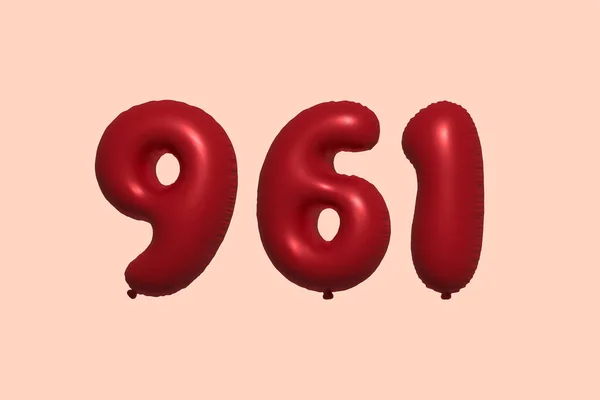 961 Globo Número Hecho Globo Aire Metálico Realista Representación Globos — Archivo Imágenes Vectoriales