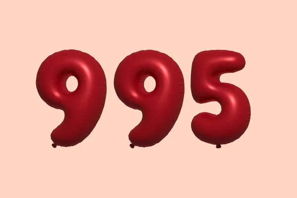 995 Αριθμός Μπαλόνι Κατασκευασμένο Από Ρεαλιστικό Μεταλλικό Μπαλόνι Αέρα Απόδοση — Διανυσματικό Αρχείο
