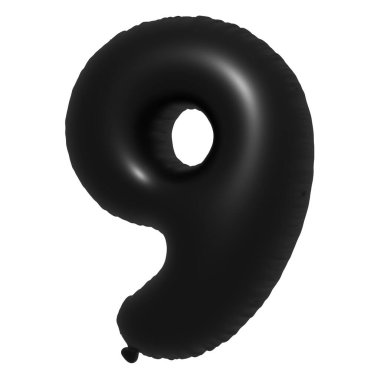 İngilizce alfabe 9 Numara Balon Metni. Şişme Helyum balonu. 3 boyutlu Kara Balon yazı tipleri tatiller için gerçekçi sembollerdir. Kutlama, doğum günü, izole edilmiş bir geçmiş..