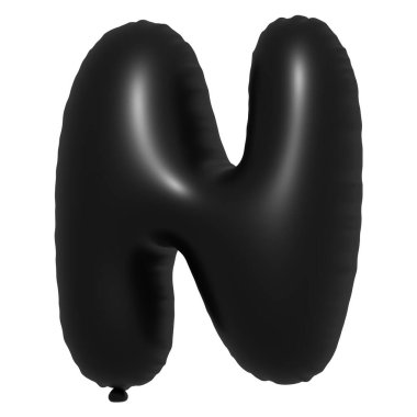 İngiliz alfabesi N harfli Balon Metni. Şişme Helyum balonu. 3 boyutlu Kara Balon yazı tipleri tatiller için gerçekçi sembollerdir. Kutlama, doğum günü, izole edilmiş bir geçmiş..