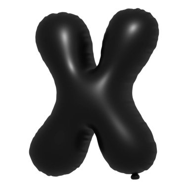 İngiliz alfabesi X harfli Balon Metni. Şişme Helyum balonu. 3 boyutlu Kara Balon yazı tipleri tatiller için gerçekçi sembollerdir. Kutlama, doğum günü, izole edilmiş bir geçmiş..