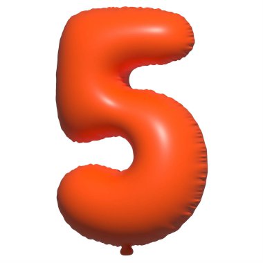 İngiliz alfabesi 5 numaralı balon metni. Şişme Helyum balonu. 3 boyutlu turuncu balon yazı tipleri tatiller için gerçekçi sembollerdir. Kutlama, doğum günü, izole edilmiş bir geçmiş..
