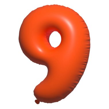 İngilizce alfabe 9 Numara Balon Metni. Şişme Helyum balonu. 3 boyutlu turuncu balon yazı tipleri tatiller için gerçekçi sembollerdir. Kutlama, doğum günü, izole edilmiş bir geçmiş..