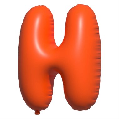 İngilizce alfabe H harfleri Balon Metni. Şişme Helyum balonu. 3 boyutlu turuncu balon yazı tipleri tatiller için gerçekçi sembollerdir. Kutlama, doğum günü, izole edilmiş bir geçmiş..