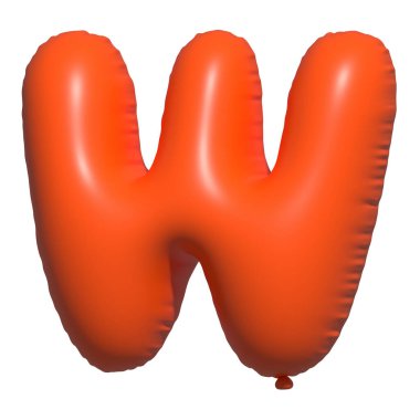 İngiliz alfabesi W harfli Balon Metni. Şişme Helyum balonu. 3 boyutlu turuncu balon yazı tipleri tatiller için gerçekçi sembollerdir. Kutlama, doğum günü, izole edilmiş bir geçmiş..