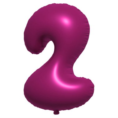 İngiliz alfabesi 2 numaralı balon metni. Şişme Helyum balonu. 3 boyutlu mor balon yazı tipleri tatiller için gerçekçi sembollerdir. Kutlama, doğum günü, izole edilmiş bir geçmiş..