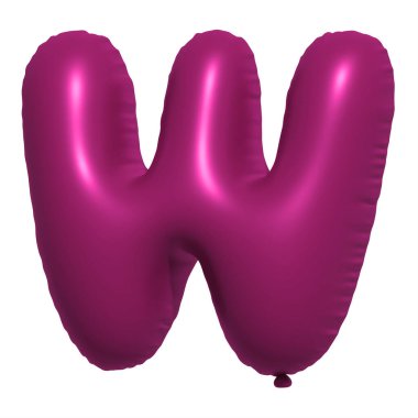 İngiliz alfabesi W harfli Balon Metni. Şişme Helyum balonu. 3 boyutlu mor balon yazı tipleri tatiller için gerçekçi sembollerdir. Kutlama, doğum günü, izole edilmiş bir geçmiş..