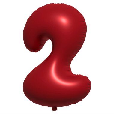 İngiliz alfabesi 2 numaralı balon metni. Şişme Helyum balonu. 3 boyutlu kırmızı balon yazı tipleri tatiller için gerçekçi sembollerdir. Kutlama, doğum günü, izole edilmiş bir geçmiş..