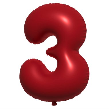 İngilizce alfabe 3 Numara Balon Metni. Şişme Helyum balonu. 3 boyutlu kırmızı balon yazı tipleri tatiller için gerçekçi sembollerdir. Kutlama, doğum günü, izole edilmiş bir geçmiş..