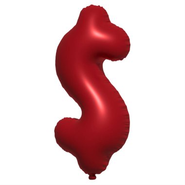 Dolar Doları Balon Mesajı. Şişme Helyum balonu. 3 boyutlu kırmızı balon yazı tipleri tatiller için gerçekçi sembollerdir. Kutlama, doğum günü, izole edilmiş bir geçmiş..
