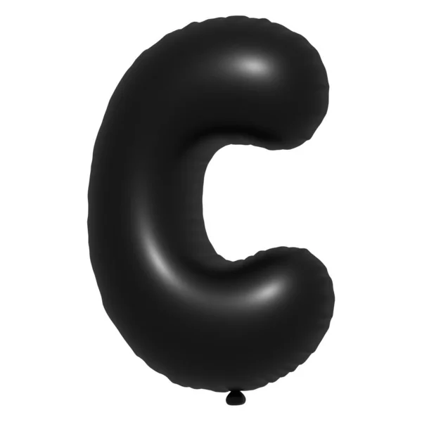 英語のアルファベットC文字風船テキスト インフレータブルヘリウム気球 3Dブラックバルーンフォントは 休日のための現実的なシンボルです お祭り誕生日お祝い孤立した背景 — ストック写真