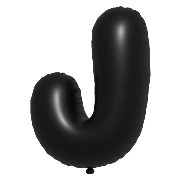 英語のアルファベットJ文字風船テキスト インフレータブルヘリウム気球 3Dブラックバルーンフォントは 休日のための現実的なシンボルです お祭り誕生日お祝い孤立した背景 — ストック写真