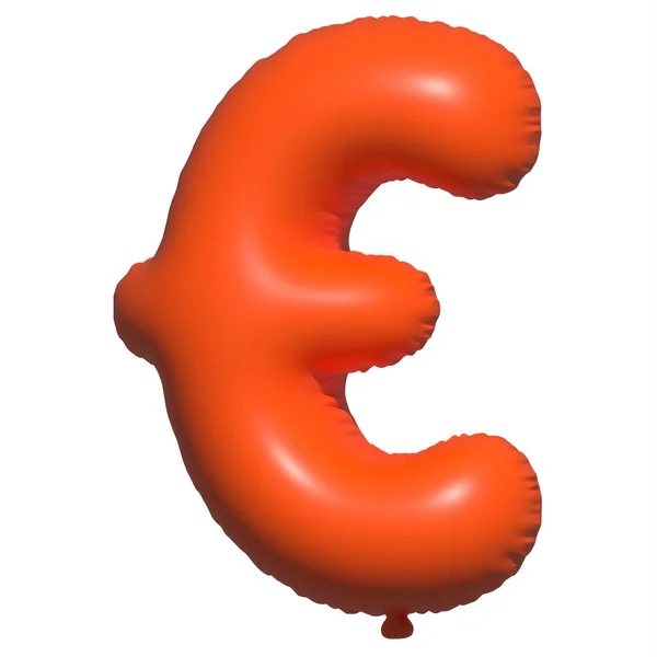 ユーロ通貨の風船テキスト インフレータブルヘリウム気球 3Dオレンジバルーンフォントは 休日のための現実的なシンボルです お祭り誕生日お祝い孤立した背景 — ストック写真