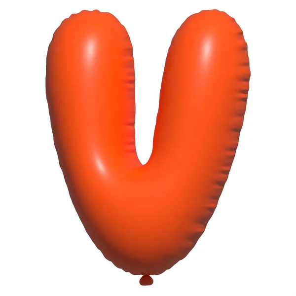 英語のアルファベットV文字風船テキスト インフレータブルヘリウム気球 3Dオレンジバルーンフォントは 休日のための現実的なシンボルです お祭り誕生日お祝い孤立した背景 — ストック写真