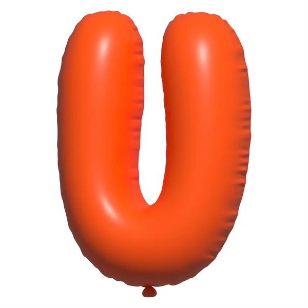 英語のアルファベットU文字風船テキスト インフレータブルヘリウム気球 3Dオレンジバルーンフォントは 休日のための現実的なシンボルです お祭り誕生日お祝い孤立した背景 — ストック写真
