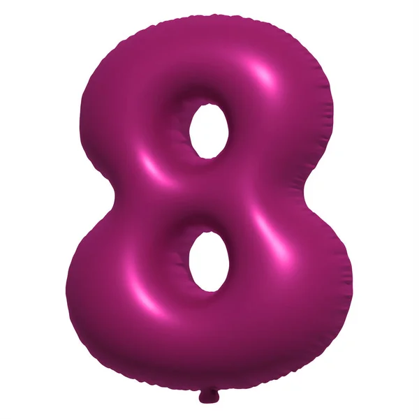 英語アルファベット8番風船テキスト インフレータブルヘリウム気球 3D紫色のバルーンフォントは 休日のための現実的なシンボルです お祭り誕生日お祝い孤立した背景 — ストック写真