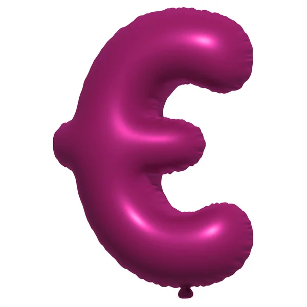 ユーロ通貨の風船テキスト インフレータブルヘリウム気球 3D紫色のバルーンフォントは 休日のための現実的なシンボルです お祭り誕生日お祝い孤立した背景 — ストック写真