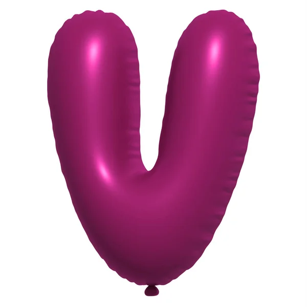 英語のアルファベットV文字風船テキスト インフレータブルヘリウム気球 3D紫色のバルーンフォントは 休日のための現実的なシンボルです お祭り誕生日お祝い孤立した背景 — ストック写真