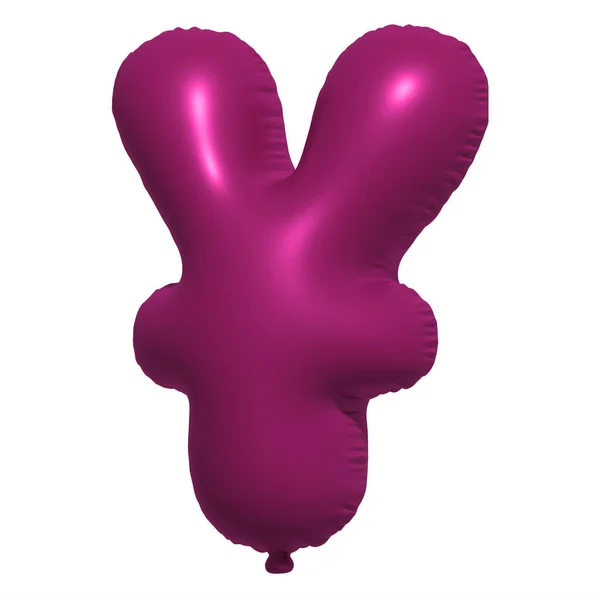 元通貨風船テキスト インフレータブルヘリウム気球 3D紫色のバルーンフォントは 休日のための現実的なシンボルです お祭り誕生日お祝い孤立した背景 — ストック写真