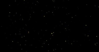 Parlayan parlak hareketli bulanık bokeh parçacıklarının soyut arkaplanı, siyah arkaplanda ışıldıyor. Parıltılı Noel deseni.