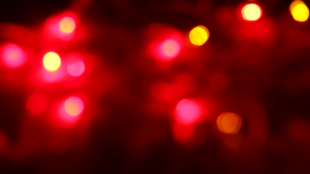 Red and blue video background of shining shiny moving blurry bokeh — Stock Video