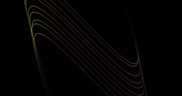 Абстрактный черный фон с динамичными золотисто-оранжевыми 3d линиями. шаблон для редактирования — стоковое видео