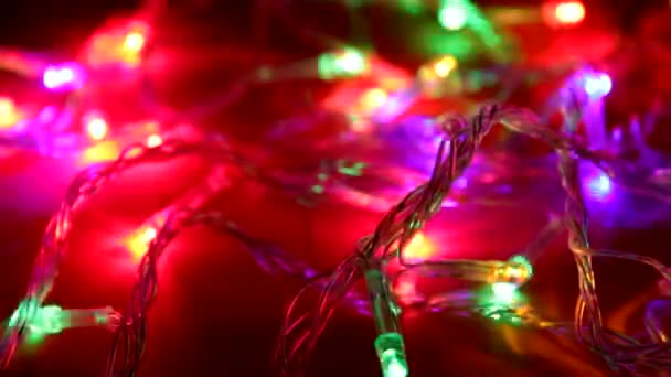 Christmas garland bokeh, background of shining shiny moving blurred bokeh — Stock Video
