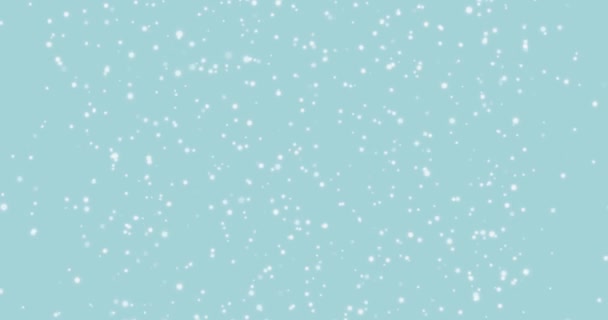 Blauer Hintergrund mit weißen Bokeh-Lichtern aus glänzend bewegten verschwommenen runden Teilchen mit weichem Fokus. — Stockvideo