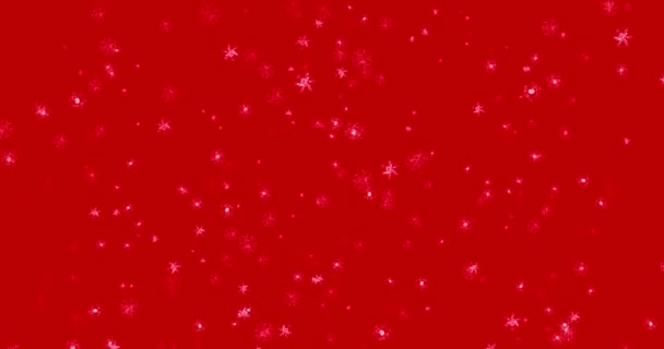 Съемка Белые Снежинки Красном Фоне Новый Год Веселье Праздник Зима — стоковое видео