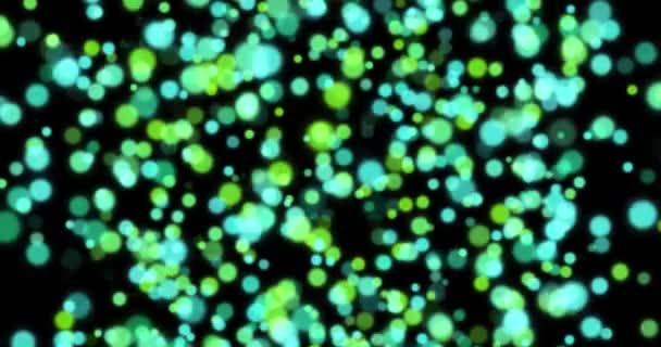 Fondo Verde Con Luces Bokeh Brillante Brillante Movimiento Borroso Partículas — Vídeo de stock