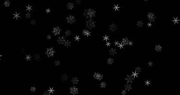 Flocons Neige Blancs Sur Fond Noir Nouvel Joyeux Noël Vacances — Photo