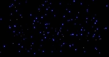 Mavi, parlak, parlak, bulanık bokeh parçacıklarının soyut arka planı, siyah arkaplanda parıltılar. Parıltılı Noel deseni.