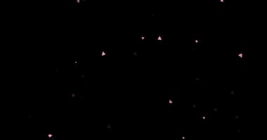 Soyut geometrik video arkaplanı, pembe d üçgeni ve parçacıklardan altıgen. Harmanlama kipi, üstüste koyma kipi,