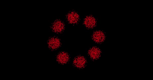 Абстрактні технології червоні кола з анімованих точок, кола частинок. режим суміші — стокове відео