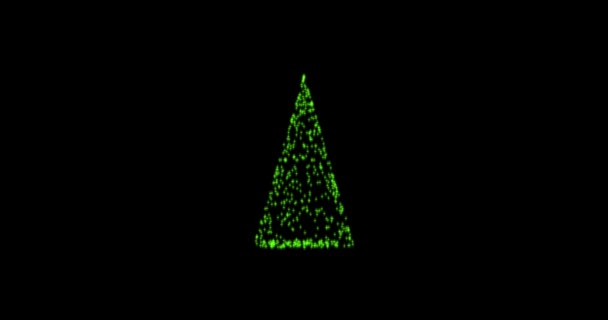 New year, christmas tree pine green from animated dots, circles of particles. blend mode — Stock Video