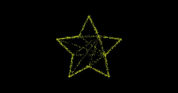 Abstract technology yellow green 3 d stars from animated dots, circles of particles. blend mode — Stock Video