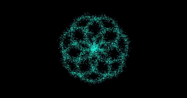 Abstrakcyjna technologia niebieskie kółka z animowanych kropek, kółka cząstek. tryb mieszania — Wideo stockowe