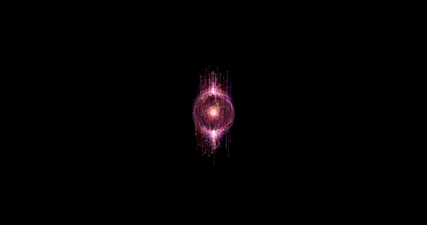 アブストラクト技術アニメーション線とドット、粒子で作られた紫色の球の背景. — ストック動画