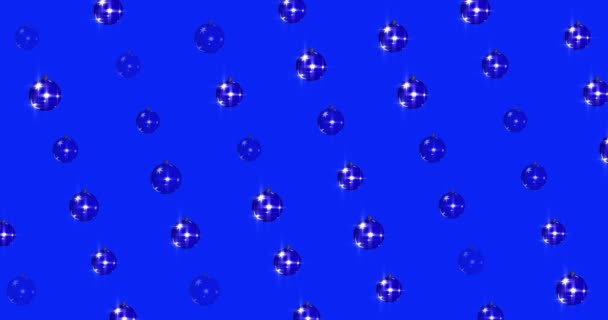 Molduras, ano novo azul com belas bolas de Natal, modo de mistura — Vídeo de Stock