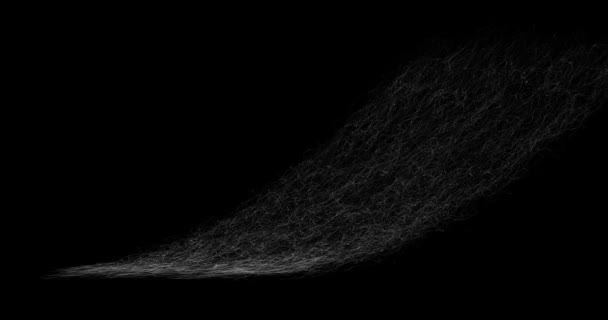 粒子のカオス運動からの抽象的な線は、黒い背景に爆発を示す。ブレンドモード — ストック動画