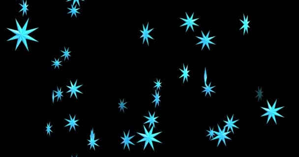 Aufnahmen Von Sternchen Schneeflocken Auf Schwarzem Hintergrund Neues Jahr Frohe — Stockvideo