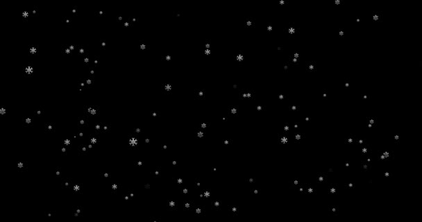 ブラック バックグランド4K 3Dでのアスタリスクの雪片の映像です 陽気なクリスマス 雪の結晶 編集のためのテンプレート ブレンドモードオーバーレイモード — ストック動画