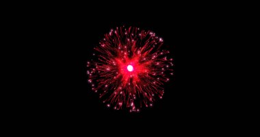 Animasyon çizgileri, noktalar ve parçacıklardan oluşan soyut teknoloji kırmızı küre arka planı. Harmanlama kipi