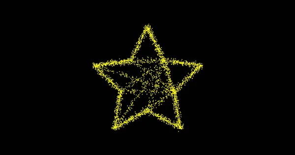 Abstract technology yellow green 3 d stars from animated dots, circles of particles. blend mode — Stock Photo, Image