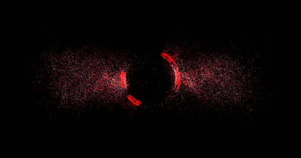 Abstraktní technologie Červená koule pozadí z animovaných čar a teček, částice. režim mísení — Stock fotografie