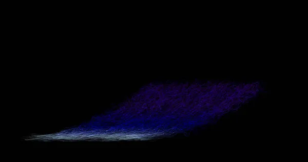 从粒子的混沌运动中提取直线，在黑色背景上点燃爆炸。混合模式 — 图库照片