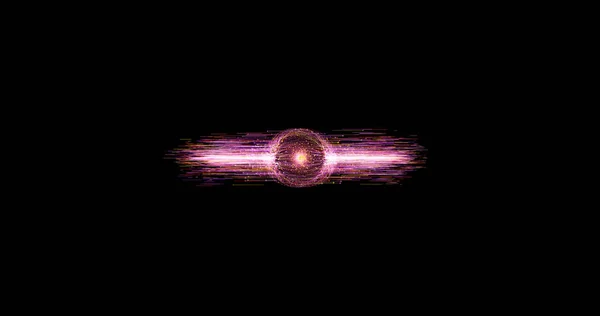 由动画线条、点、粒子构成的紫色球体背景技术. — 图库照片