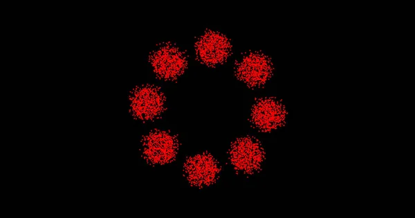 从动画圆点 粒子圆圈中提取红色圆圈 混合模式4K Fui元素 运动抽象分子的几何背景 — 图库照片