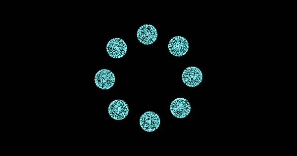 从动画点 粒子圈提取蓝圈技术 混合模式4K Fui元素 运动抽象分子的几何背景 — 图库照片
